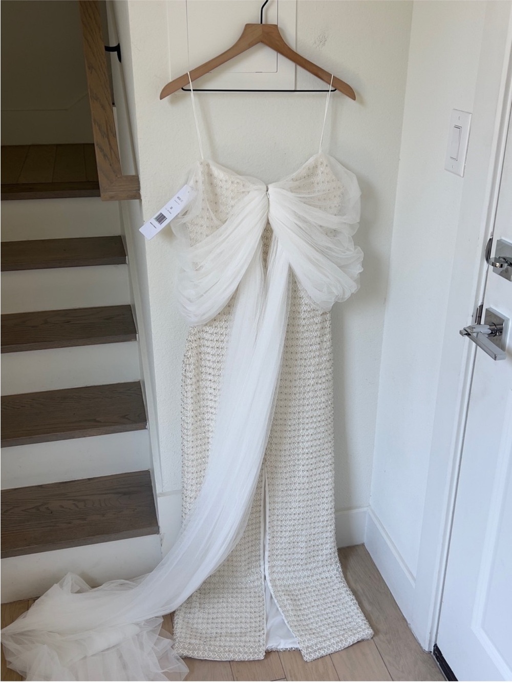 Anthropologie Costarellos Hemera Crystal-Beaded Sheath Wedding Gown Beaded Tulle - Picture 5 of 15